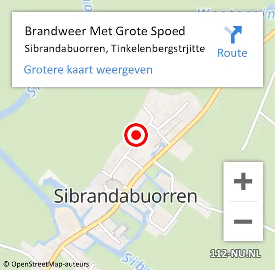Locatie op kaart van de 112 melding: Brandweer Met Grote Spoed Naar Sibrandabuorren, Tinkelenbergstrjitte op 14 mei 2022 15:30