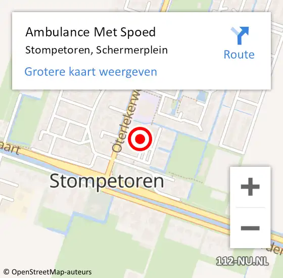 Locatie op kaart van de 112 melding: Ambulance Met Spoed Naar Stompetoren, Schermerplein op 14 mei 2022 15:31