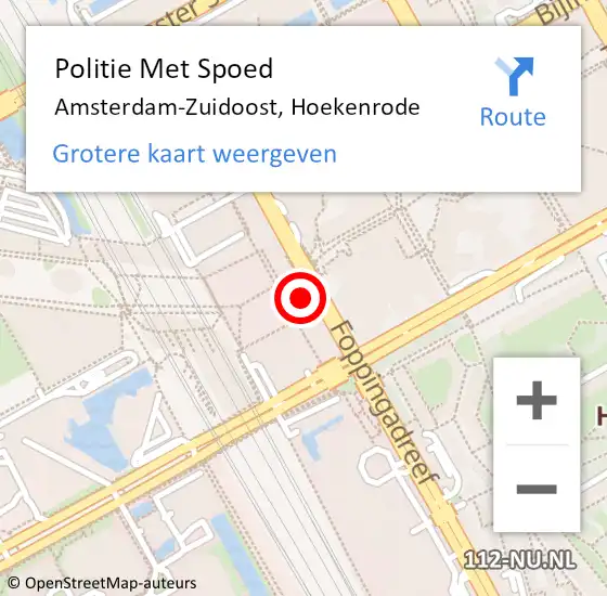 Locatie op kaart van de 112 melding: Politie Met Spoed Naar Amsterdam-Zuidoost, Hoekenrode op 14 mei 2022 15:45