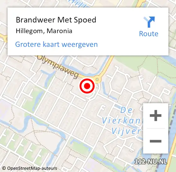 Locatie op kaart van de 112 melding: Brandweer Met Spoed Naar Hillegom, Maronia op 14 mei 2022 15:57