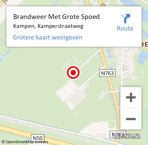 Locatie op kaart van de 112 melding: Brandweer Met Grote Spoed Naar Kampen, Kamperstraatweg op 14 mei 2022 15:58