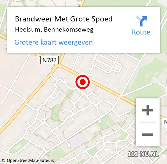 Locatie op kaart van de 112 melding: Brandweer Met Grote Spoed Naar Heelsum, Bennekomseweg op 14 mei 2022 16:13