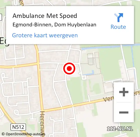 Locatie op kaart van de 112 melding: Ambulance Met Spoed Naar Egmond-Binnen, Dom Huybenlaan op 14 mei 2022 16:21