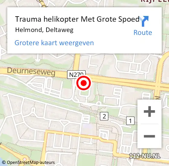 Locatie op kaart van de 112 melding: Trauma helikopter Met Grote Spoed Naar Helmond, Deltaweg op 14 mei 2022 16:36