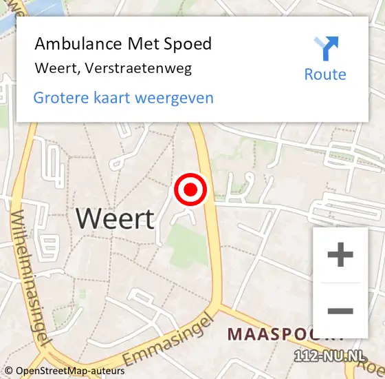 Locatie op kaart van de 112 melding: Ambulance Met Spoed Naar Weert, Verstraetenweg op 14 mei 2022 16:45
