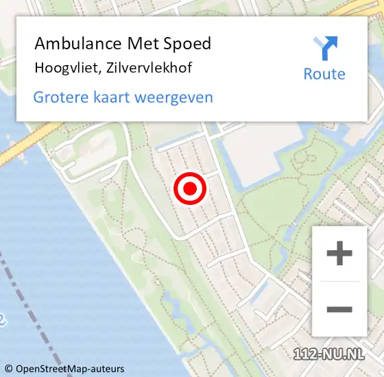 Locatie op kaart van de 112 melding: Ambulance Met Spoed Naar Hoogvliet, Zilvervlekhof op 14 mei 2022 16:59