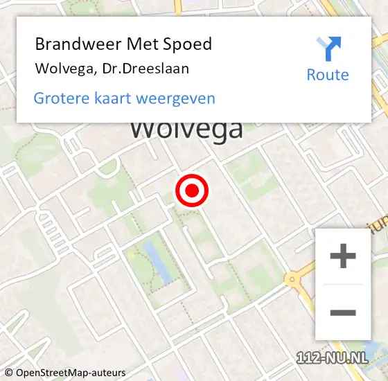 Locatie op kaart van de 112 melding: Brandweer Met Spoed Naar Wolvega, Dr.Dreeslaan op 14 mei 2022 17:31