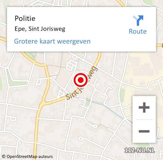 Locatie op kaart van de 112 melding: Politie Epe, Sint Jorisweg op 14 mei 2022 17:32