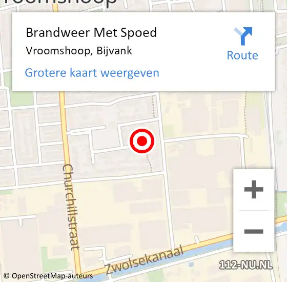 Locatie op kaart van de 112 melding: Brandweer Met Spoed Naar Vroomshoop, Bijvank op 14 mei 2022 17:32