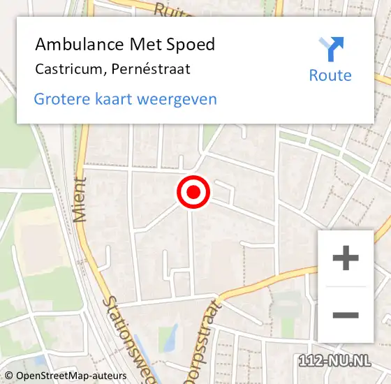 Locatie op kaart van de 112 melding: Ambulance Met Spoed Naar Castricum, Pernéstraat op 14 mei 2022 17:37