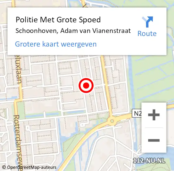 Locatie op kaart van de 112 melding: Politie Met Grote Spoed Naar Schoonhoven, Adam van Vianenstraat op 14 mei 2022 17:37