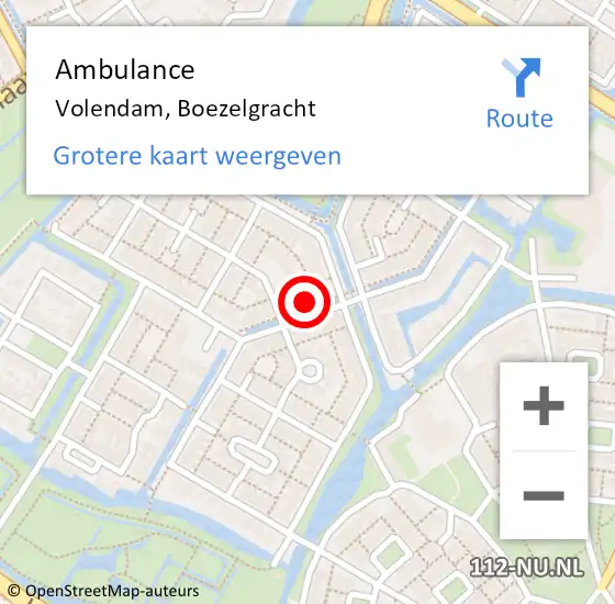 Locatie op kaart van de 112 melding: Ambulance Volendam, Boezelgracht op 14 mei 2022 17:47