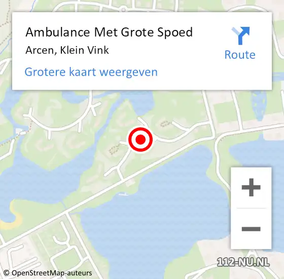 Locatie op kaart van de 112 melding: Ambulance Met Grote Spoed Naar Arcen, Klein Vink op 14 mei 2022 18:14