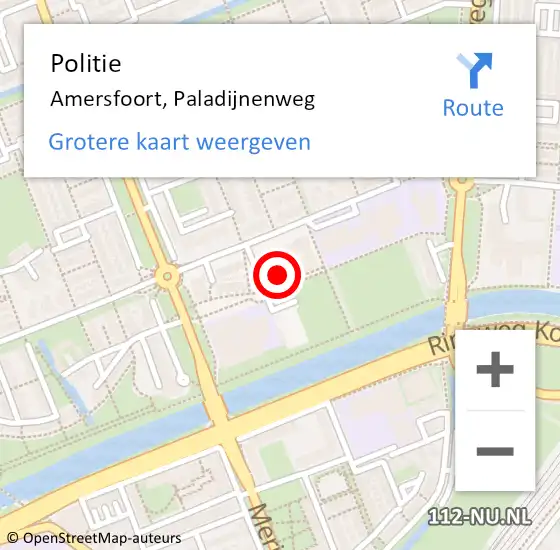 Locatie op kaart van de 112 melding: Politie Amersfoort, Paladijnenweg op 14 mei 2022 18:21