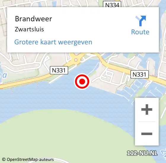 Locatie op kaart van de 112 melding: Brandweer Zwartsluis op 14 mei 2022 18:26