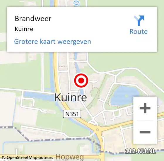 Locatie op kaart van de 112 melding: Brandweer Kuinre op 14 mei 2022 18:38