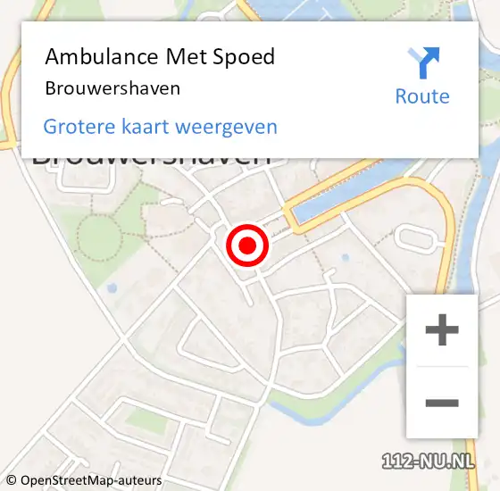 Locatie op kaart van de 112 melding: Ambulance Met Spoed Naar Brouwershaven op 14 mei 2022 18:49