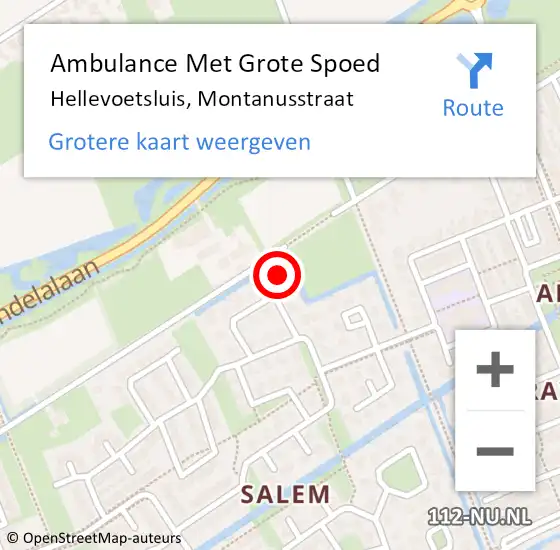 Locatie op kaart van de 112 melding: Ambulance Met Grote Spoed Naar Hellevoetsluis, Montanusstraat op 14 mei 2022 18:57