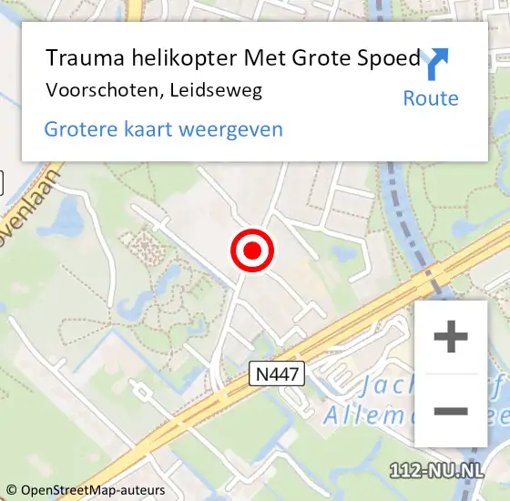 Locatie op kaart van de 112 melding: Trauma helikopter Met Grote Spoed Naar Voorschoten, Leidseweg op 14 mei 2022 19:03