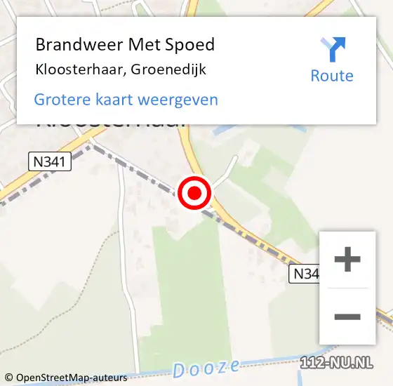 Locatie op kaart van de 112 melding: Brandweer Met Spoed Naar Kloosterhaar, Groenedijk op 14 mei 2022 19:05