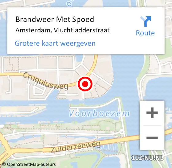 Locatie op kaart van de 112 melding: Brandweer Met Spoed Naar Amsterdam, Vluchtladderstraat op 14 mei 2022 19:13