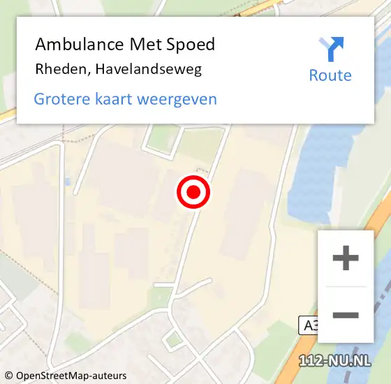 Locatie op kaart van de 112 melding: Ambulance Met Spoed Naar Rheden, Havelandseweg op 14 mei 2022 19:15