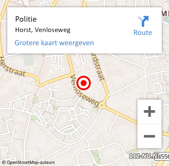 Locatie op kaart van de 112 melding: Politie Horst, Venloseweg op 14 mei 2022 19:23