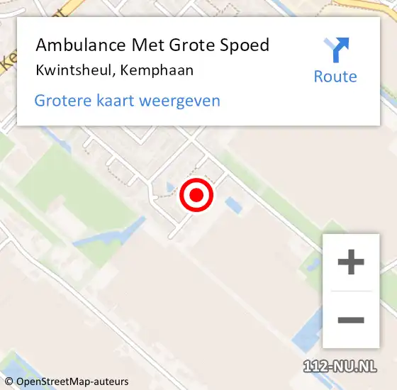 Locatie op kaart van de 112 melding: Ambulance Met Grote Spoed Naar Kwintsheul, Kemphaan op 14 mei 2022 19:23