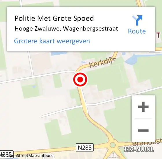 Locatie op kaart van de 112 melding: Politie Met Grote Spoed Naar Hooge Zwaluwe, Wagenbergsestraat op 14 mei 2022 19:30