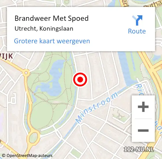 Locatie op kaart van de 112 melding: Brandweer Met Spoed Naar Utrecht, Koningslaan op 14 mei 2022 19:33