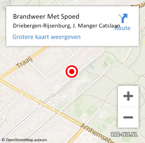 Locatie op kaart van de 112 melding: Brandweer Met Spoed Naar Driebergen-Rijsenburg, J. Manger Catslaan op 14 mei 2022 19:52