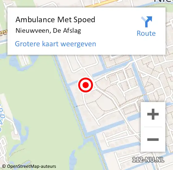 Locatie op kaart van de 112 melding: Ambulance Met Spoed Naar Nieuwveen, De Afslag op 14 mei 2022 20:08