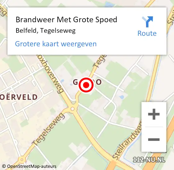 Locatie op kaart van de 112 melding: Brandweer Met Grote Spoed Naar Belfeld, Tegelseweg op 14 mei 2022 20:09