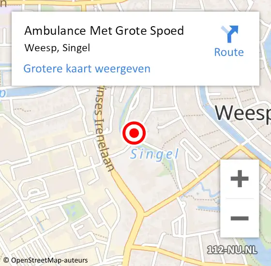 Locatie op kaart van de 112 melding: Ambulance Met Grote Spoed Naar Weesp, Singel op 14 mei 2022 20:19