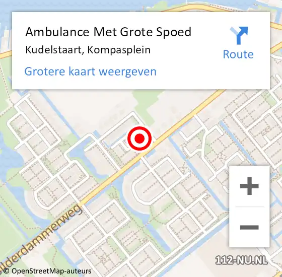 Locatie op kaart van de 112 melding: Ambulance Met Grote Spoed Naar Kudelstaart, Kompasplein op 14 mei 2022 20:32