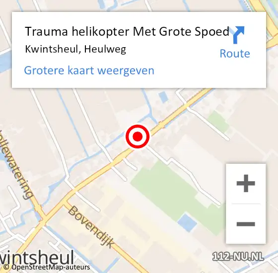 Locatie op kaart van de 112 melding: Trauma helikopter Met Grote Spoed Naar Kwintsheul, Heulweg op 14 mei 2022 20:37