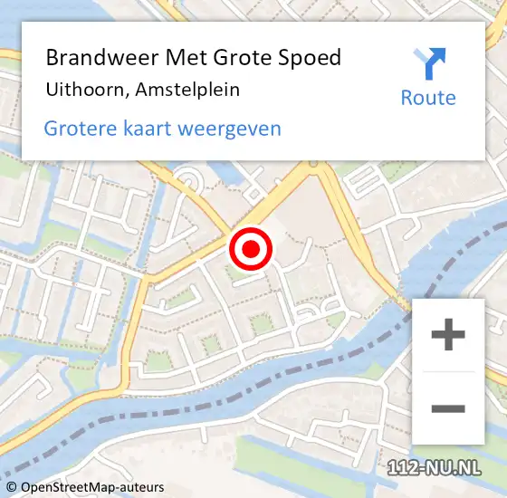 Locatie op kaart van de 112 melding: Brandweer Met Grote Spoed Naar Uithoorn, Amstelplein op 14 mei 2022 20:51