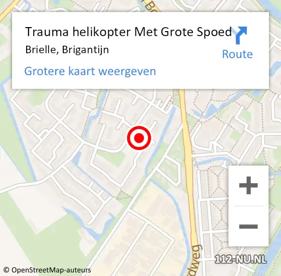 Locatie op kaart van de 112 melding: Trauma helikopter Met Grote Spoed Naar Brielle, Brigantijn op 14 mei 2022 20:53