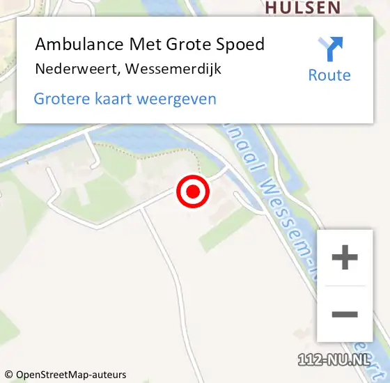 Locatie op kaart van de 112 melding: Ambulance Met Grote Spoed Naar Nederweert, Wessemerdijk op 14 mei 2022 20:54