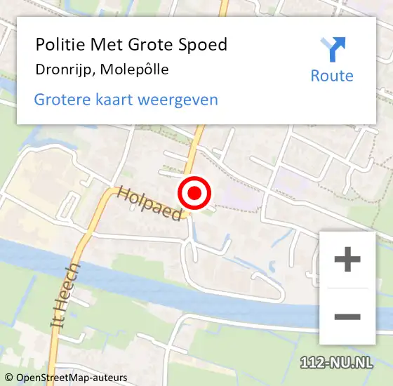 Locatie op kaart van de 112 melding: Politie Met Grote Spoed Naar Dronrijp, Molepôlle op 14 mei 2022 21:00