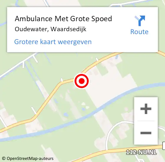 Locatie op kaart van de 112 melding: Ambulance Met Grote Spoed Naar Oudewater, Waardsedijk op 14 mei 2022 21:16