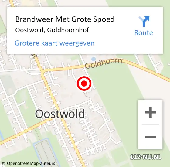 Locatie op kaart van de 112 melding: Brandweer Met Grote Spoed Naar Oostwold, Goldhoornhof op 14 mei 2022 21:31
