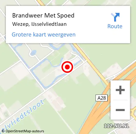 Locatie op kaart van de 112 melding: Brandweer Met Spoed Naar Wezep, IJsselvliedtlaan op 14 mei 2022 22:15