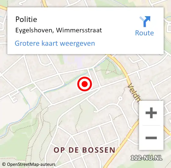 Locatie op kaart van de 112 melding: Politie Eygelshoven, Wimmersstraat op 14 mei 2022 22:21