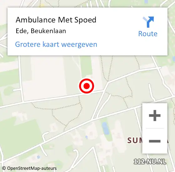 Locatie op kaart van de 112 melding: Ambulance Met Spoed Naar Ede, Beukenlaan op 14 mei 2022 22:22