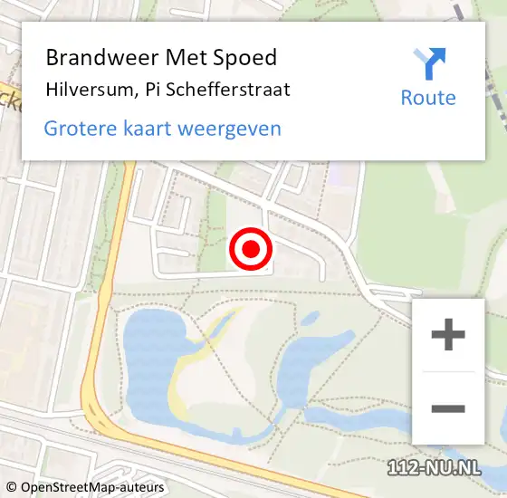 Locatie op kaart van de 112 melding: Brandweer Met Spoed Naar Hilversum, Pi Schefferstraat op 14 mei 2022 22:58
