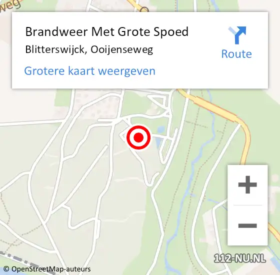 Locatie op kaart van de 112 melding: Brandweer Met Grote Spoed Naar Blitterswijck, Ooijenseweg op 14 mei 2022 23:48