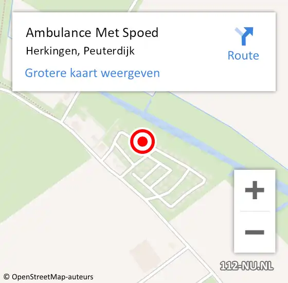 Locatie op kaart van de 112 melding: Ambulance Met Spoed Naar Herkingen, Peuterdijk op 15 mei 2022 00:09