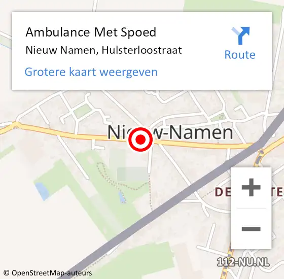 Locatie op kaart van de 112 melding: Ambulance Met Spoed Naar Nieuw Namen, Hulsterloostraat op 17 juli 2014 11:48