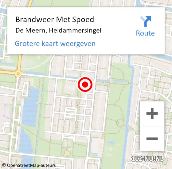 Locatie op kaart van de 112 melding: Brandweer Met Spoed Naar De Meern, Heldammersingel op 15 mei 2022 00:24
